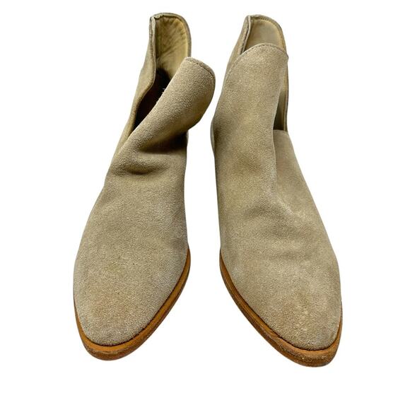 Free‎ People Charm Double V Ankle Boots Camel Suede Size Beige 37.5 US 7 - Picture 2 of 12